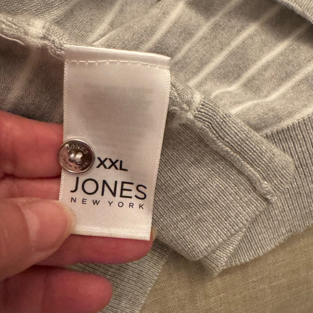 Jones New York Gray/White Striped Cardigan Sweater - Picture 10 of 11